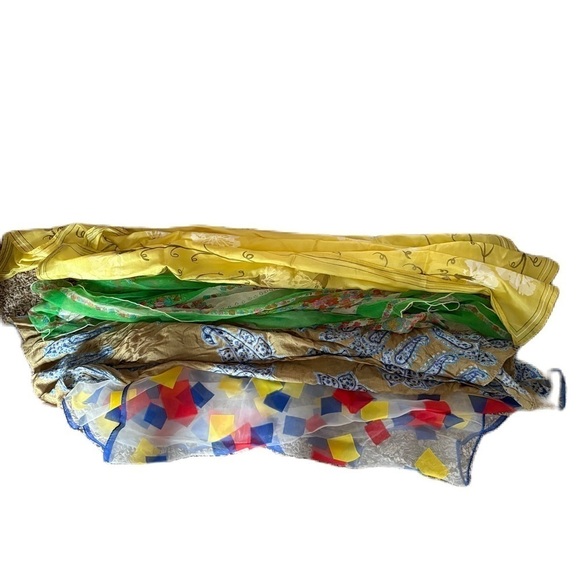 Vintage Head Scarf Bundle Lot Vera 100% Silk Hand Rolled Floral Geometric Print
